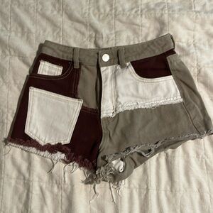 Tan color block shorts